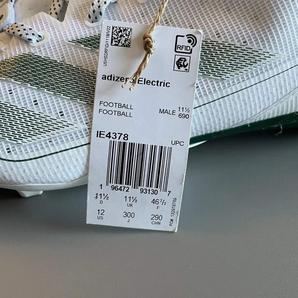 Adidas Adizero Electric Football Cleats - Size 12 - IE4378 - White / Green NEW